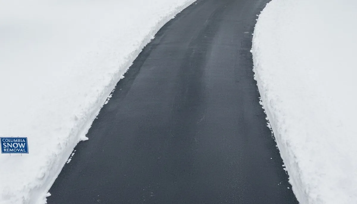 Clean residential driveway after professional snow removal by Chop Chop Landscaping in Columbia, MO