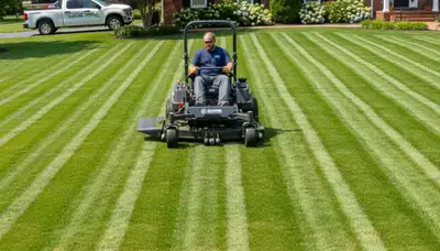 Close-up of freshly mowed vibrant grass showing expert lawn care by Chop Chop Landscaping in Columbia, MO