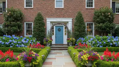 Front yard landscape design with vibrant plants and shrubs in Columbia, MO by Chop Chop Landscaping