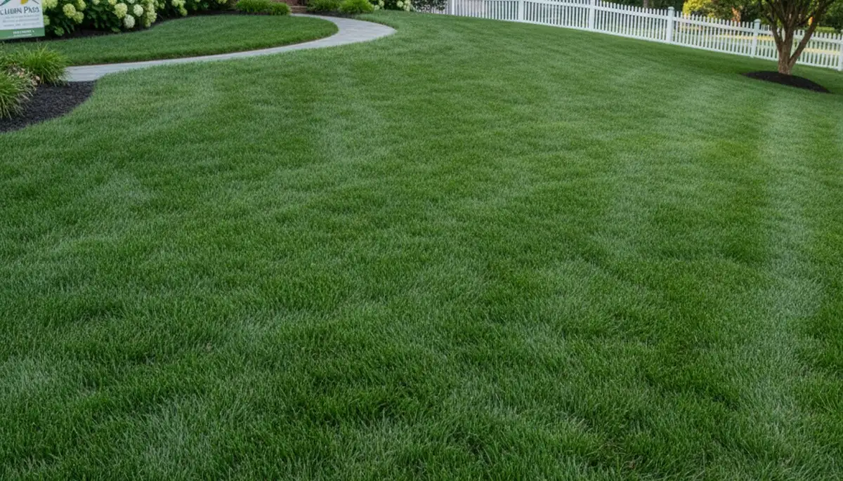 Lush green residential lawn after professional lawn care by Chop Chop Landscaping in Columbia, MO