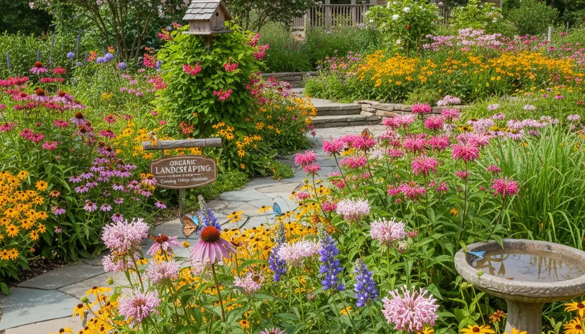Pollinator-friendly native garden with butterflies and flowers by Chop Chop Landscaping in Columbia, MO
