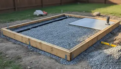 Professional shed foundation preparation with gravel base by landscapers in Columbia, MO