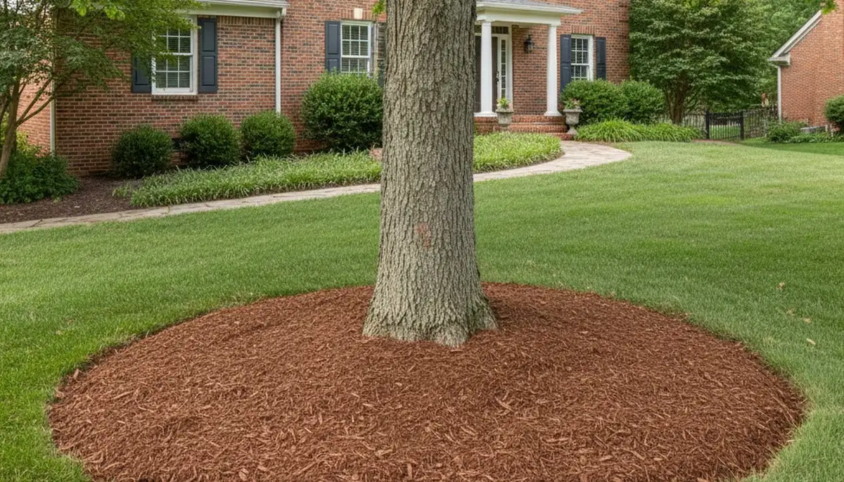 Professional circular tree ring mulching in Columbia, MO by Chop Chop Landscaping