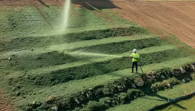 Professional slope hydroseeding for erosion control on hillside terrain in Columbia, MO landscaping